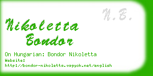 nikoletta bondor business card